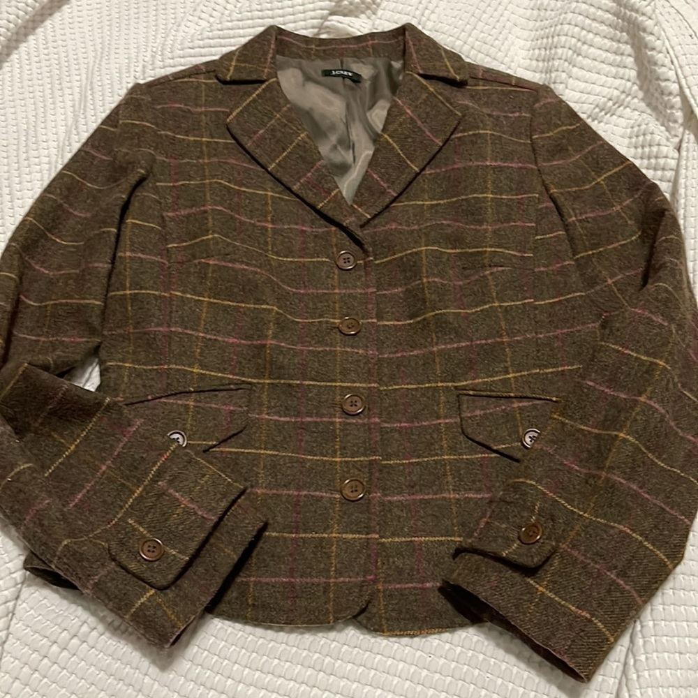 J. Crew Brown Plaid Blazer